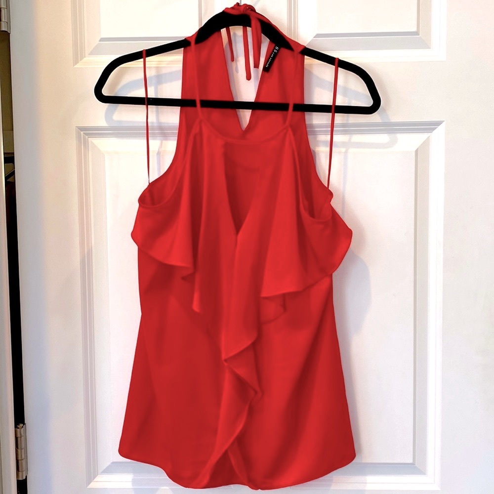 Guess Los Angeles Red flowy fabric sleeveless, dressy tank top blouse Medium